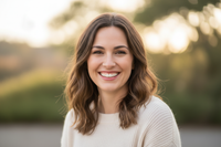 happy woman smiling at camera